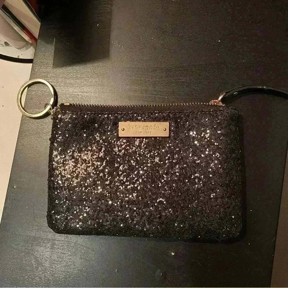 Kate Spade Black Sparkle Card Holder